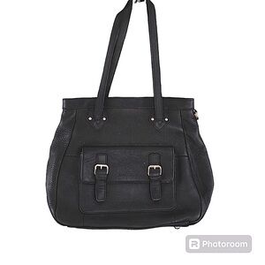 Shoulder Bag  Genuine Leather Bag large Isaac Mizrahi Black